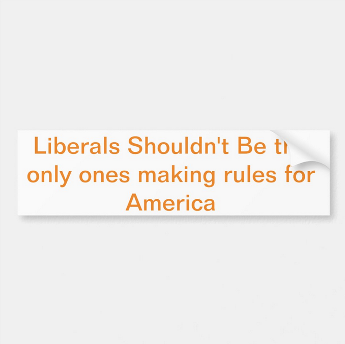 image of Liberals shouldnt be the only ones making rules for America bumper sticker